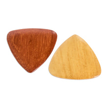 Load image into Gallery viewer, Reclaimed Estoraque and Cypress Wood Guitar Picks (Pair) - Eco Song | NOVICA