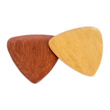 Load image into Gallery viewer, Reclaimed Estoraque and Cypress Wood Guitar Picks (Pair) - Eco Song | NOVICA