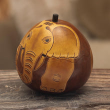 Load image into Gallery viewer, Dried Gourd with Burned Image of an Elephant from Peru - Earth Tone Elephant | NOVICA