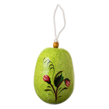 Load image into Gallery viewer, Dried Mate Gourd Green Hand Painted Birdhouse from Peru - Avian Condo | NOVICA
