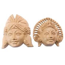 Load image into Gallery viewer, Crocodile Wood Balinese Dancing Masks (Pair) - Kecak and Janger | NOVICA