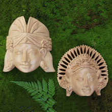 Load image into Gallery viewer, Crocodile Wood Balinese Dancing Masks (Pair) - Kecak and Janger | NOVICA