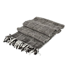 Load image into Gallery viewer, Black and White Rayon Scarf - Monochromatic Elegance | NOVICA
