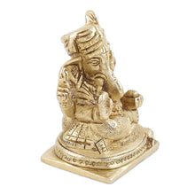Load image into Gallery viewer, Hand Crafted Brass Ganesha Statuette - Golden Ganesha | NOVICA