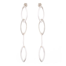 Load image into Gallery viewer, Sterling Silver Dangle Earrings of Oval Links from Peru - Linked Fortunes | NOVICA