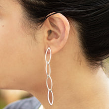 Load image into Gallery viewer, Sterling Silver Dangle Earrings of Oval Links from Peru - Linked Fortunes | NOVICA