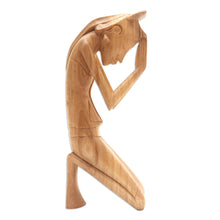 Load image into Gallery viewer, Artisan Hand Carved Wood Sculpture - Woman Praying | NOVICA
