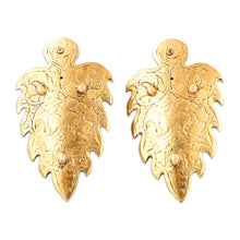 Load image into Gallery viewer, Gold-Toned Leaf Shaped Incense Holders (Pair) - Golden Elephant | NOVICA