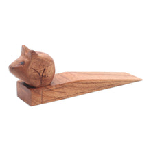Load image into Gallery viewer, Hand Made Wood Door Stop with Piglet Motif - Polite Piglet | NOVICA