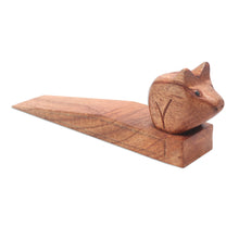Load image into Gallery viewer, Hand Made Wood Door Stop with Piglet Motif - Polite Piglet | NOVICA