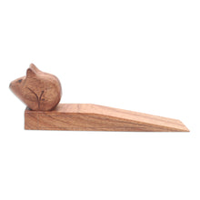 Load image into Gallery viewer, Hand Made Wood Door Stop with Piglet Motif - Polite Piglet | NOVICA