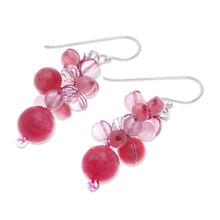Load image into Gallery viewer, Pink Quartz and Glass Bead Dangle Earrings - Bubble Tea in Pink | NOVICA