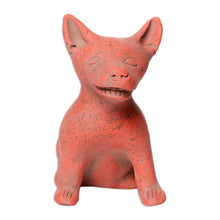 Load image into Gallery viewer, Western Mexico Pre-Hispanic Red Ceramic Dog Ocarina Flute - Red Aztec Puppy | NOVICA