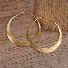 Load image into Gallery viewer, Modern Gold Plated Hoop Earrings - Solar Halo | NOVICA