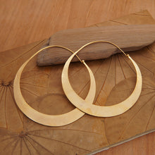 Load image into Gallery viewer, Modern Gold Plated Hoop Earrings - Solar Halo | NOVICA