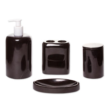 Load image into Gallery viewer, Handmade Black Onyx Bath Accessory Set - Vanity Fair in Black | NOVICA