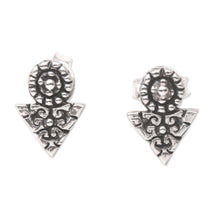 Load image into Gallery viewer, Hand Made Sterling Silver Stud Earrings - Time's Arrow | NOVICA