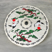 Load image into Gallery viewer, Hand-Painted White Crane Motif Saa Paper Decorative Parasol - Morning Cranes | NOVICA