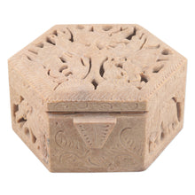 Load image into Gallery viewer, Handcrafted Animal Motif Soapstone Jewelry Box from India - Jungle Unity | NOVICA