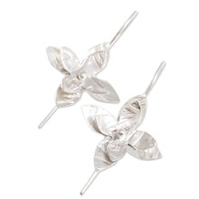 Load image into Gallery viewer, Costa Rican Handmade Sterling Silver Floral Drop Earrings - Flower Duet | NOVICA