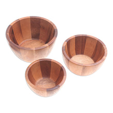 Load image into Gallery viewer, Hand Carved Raintree Wood Serving Bowls (Set of 3) - Gather Round | NOVICA