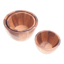 Load image into Gallery viewer, Hand Carved Raintree Wood Serving Bowls (Set of 3) - Gather Round | NOVICA