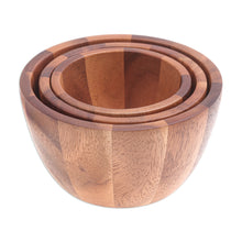 Load image into Gallery viewer, Hand Carved Raintree Wood Serving Bowls (Set of 3) - Gather Round | NOVICA