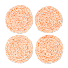 Load image into Gallery viewer, Set of 4 Handmade Petal Pink Crocheted Coasters - Petal Pink Pinwheel | NOVICA