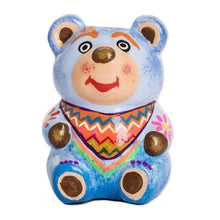 Load image into Gallery viewer, Hand-painted Mini Ceramic Bear Flower Pot from Guatemala - Herbaceous Bear | NOVICA