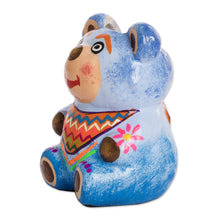Load image into Gallery viewer, Hand-painted Mini Ceramic Bear Flower Pot from Guatemala - Herbaceous Bear | NOVICA