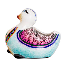 Load image into Gallery viewer, Handpainted Mini Ceramic Duck Flower Pot from Guatemala - Herbaceous Duck | NOVICA