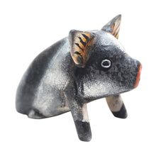 Load image into Gallery viewer, Artisan Crafted Suar Wood Piglet Statuette - Piglet | NOVICA