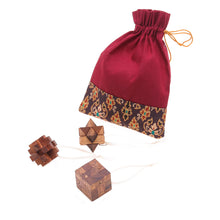 Load image into Gallery viewer, Three Thai Miniature Wood Puzzle Game Ornaments - Christmas Challenge | NOVICA
