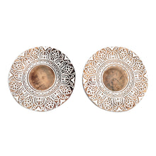 Load image into Gallery viewer, Handmade Mango Wood Tealight Candle Holders (Pair) - Ignite the Flame | NOVICA