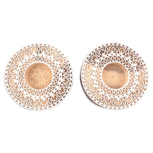 Load image into Gallery viewer, Artisan Crafted Mango Wood Tealight Candle Holders (Pair) - Ignite the Light | NOVICA
