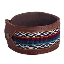 Load image into Gallery viewer, Handmade Leather and Wool Bracelet from Peru - Cusco Lands | NOVICA
