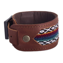 Load image into Gallery viewer, Handmade Leather and Wool Bracelet from Peru - Cusco Lands | NOVICA