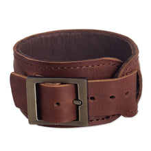 Load image into Gallery viewer, Handmade Leather and Wool Bracelet from Peru - Cusco Lands | NOVICA