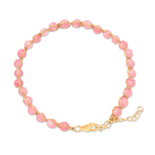 Load image into Gallery viewer, Pink Quartz Bracelet with Gold Plated Clasp - Pink and Gold | NOVICA