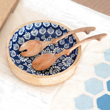 Load image into Gallery viewer, Handcrafted Wood Salad Bowl and Servers (3 Piece Set) - Delhi Lotus | NOVICA
