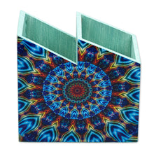 Load image into Gallery viewer, Multicolor Decoupage Hamsa Pine Wood Pencil Holder - Multicolored Hamsa | NOVICA