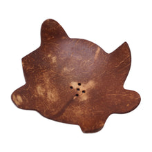 Load image into Gallery viewer, Coconut Shell Soap Dish with Turtle Motif - Come Clean | NOVICA