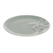 Load image into Gallery viewer, Green Floral Celadon Ceramic Dessert Plate - Lanna Orchid | NOVICA