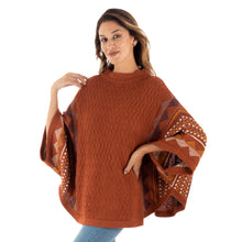 Load image into Gallery viewer, Knit 100% Baby Alpaca Poncho Sweater - Spicy Paprika | NOVICA