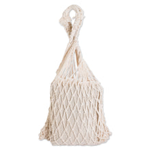 Load image into Gallery viewer, Diamond-themed Cotton Macrame Shoulder Bag with Tassel - Diamond Charm | NOVICA