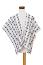 Load image into Gallery viewer, Hand-woven Blue and White Ruana Made with 100% Cotton - Rustic in Blue | NOVICA