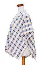 Load image into Gallery viewer, Hand-woven Blue and White Ruana Made with 100% Cotton - Rustic in Blue | NOVICA