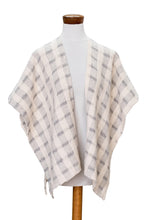Load image into Gallery viewer, Striped Grey Ruana Made with 100% Cotton in El Salvador - Grey Cojutepeque Stripes | NOVICA