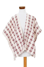 Load image into Gallery viewer, Hand-woven Red and White Ruana Made with 100% Cotton - Rustic in Red | NOVICA