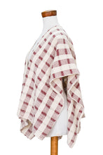 Load image into Gallery viewer, Hand-woven Red and White Ruana Made with 100% Cotton - Rustic in Red | NOVICA